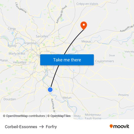 Corbeil-Essonnes to Forfry map