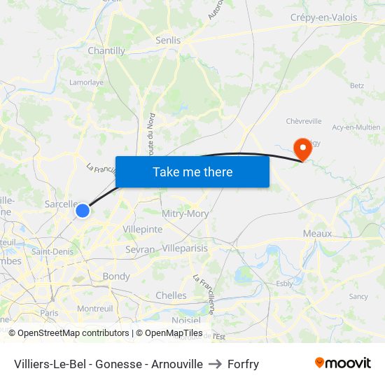 Villiers-Le-Bel - Gonesse - Arnouville to Forfry map