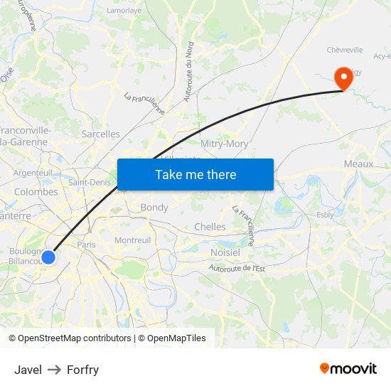 Javel to Forfry map