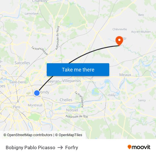 Bobigny Pablo Picasso to Forfry map