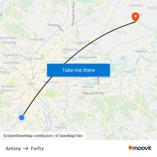 Antony to Forfry map