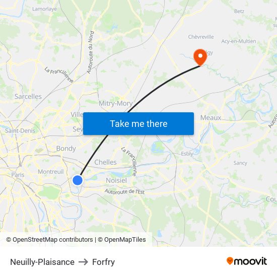 Neuilly-Plaisance to Forfry map