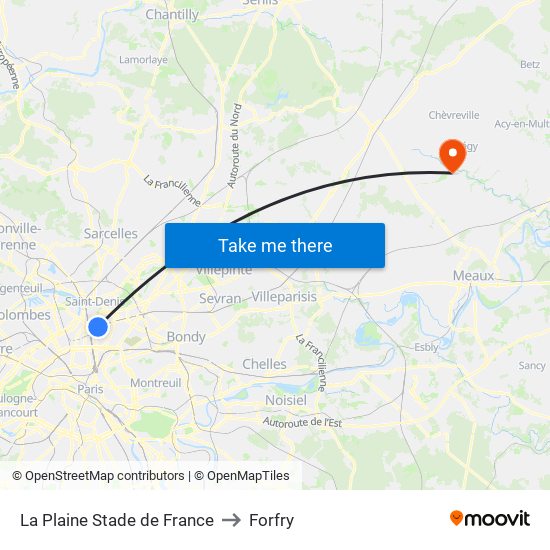 La Plaine Stade de France to Forfry map