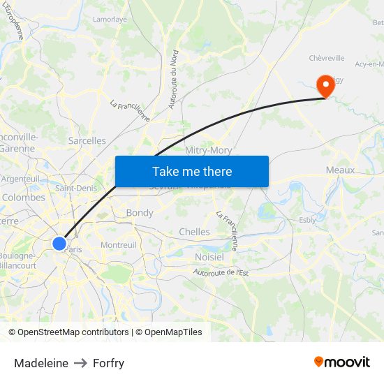 Madeleine to Forfry map