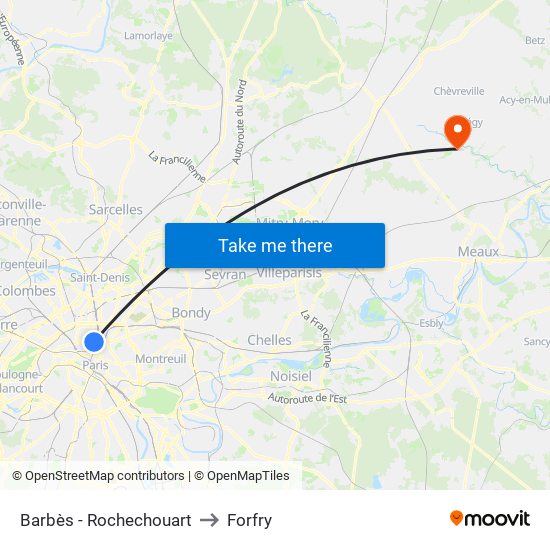 Barbès - Rochechouart to Forfry map