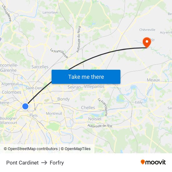 Pont Cardinet to Forfry map