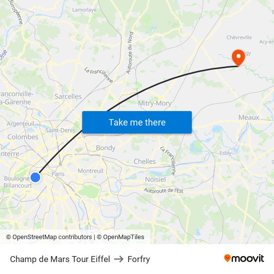 Champ de Mars Tour Eiffel to Forfry map