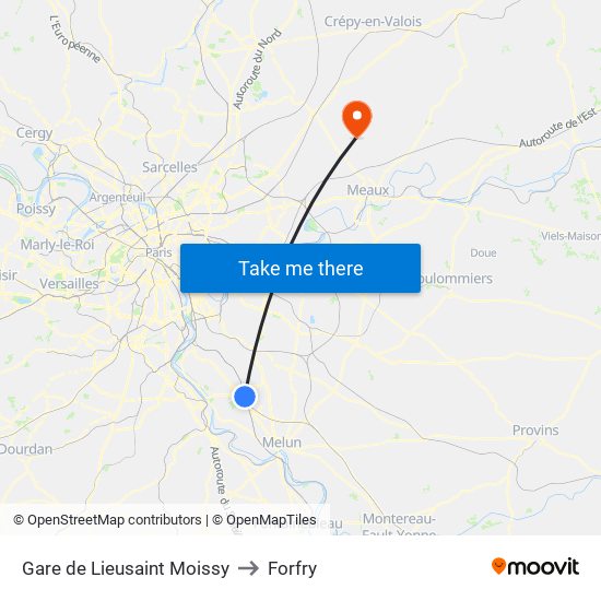 Gare de Lieusaint Moissy to Forfry map