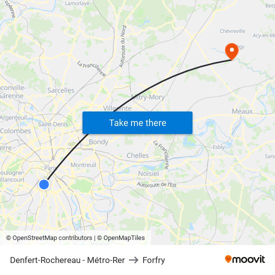 Denfert-Rochereau - Métro-Rer to Forfry map