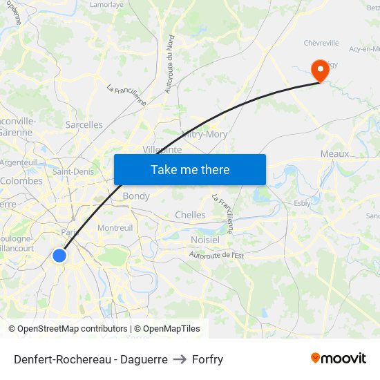 Denfert-Rochereau - Daguerre to Forfry map