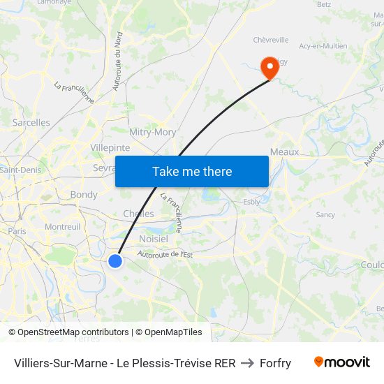 Villiers-Sur-Marne - Le Plessis-Trévise RER to Forfry map