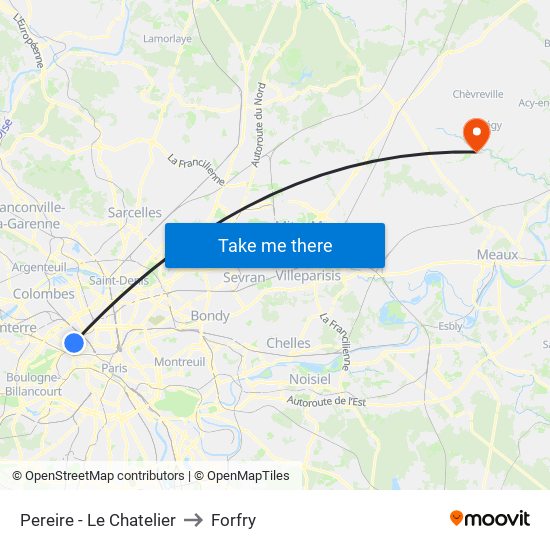 Pereire - Le Chatelier to Forfry map