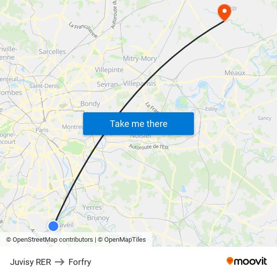 Juvisy RER to Forfry map
