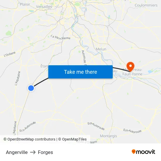 Angerville to Forges map