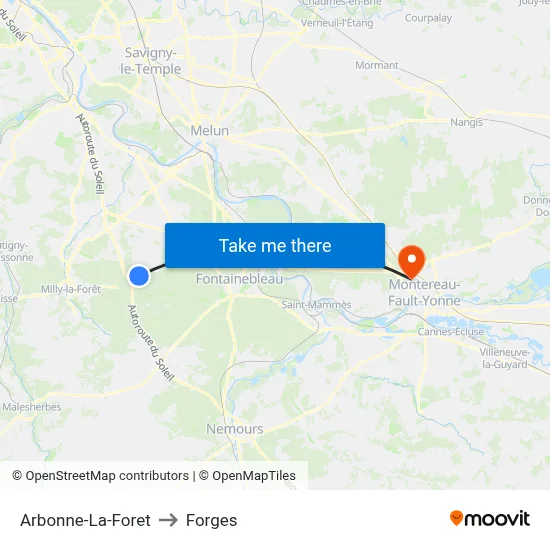 Arbonne-La-Foret to Forges map