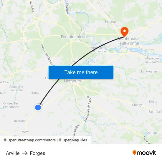Arville to Forges map
