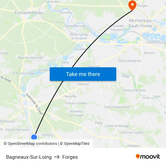 Bagneaux-Sur-Loing to Forges map
