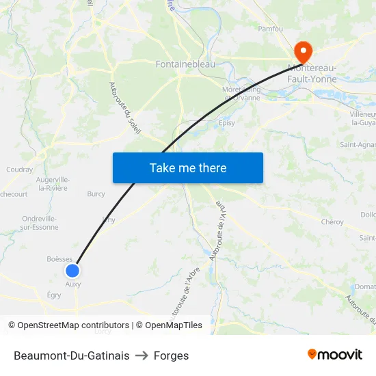 Beaumont-Du-Gatinais to Forges map