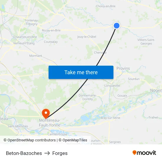 Beton-Bazoches to Forges map