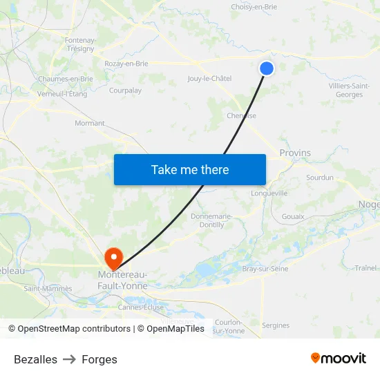 Bezalles to Forges map
