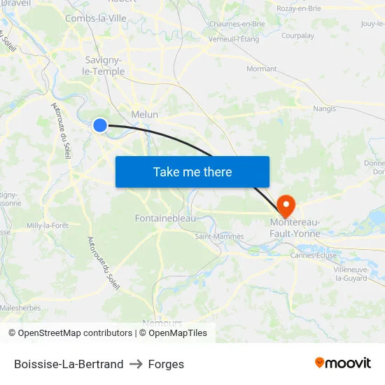 Boissise-La-Bertrand to Forges map
