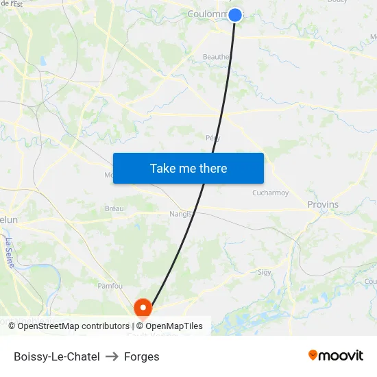 Boissy-Le-Chatel to Forges map