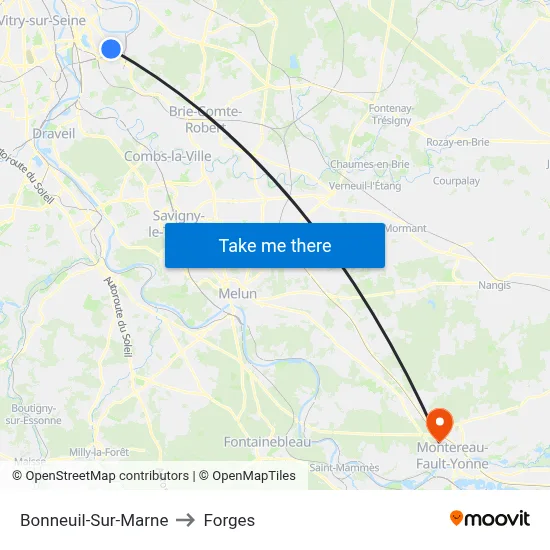 Bonneuil-Sur-Marne to Forges map
