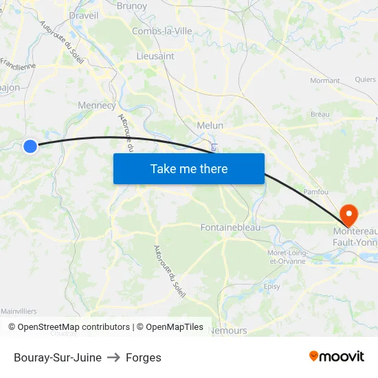 Bouray-Sur-Juine to Forges map