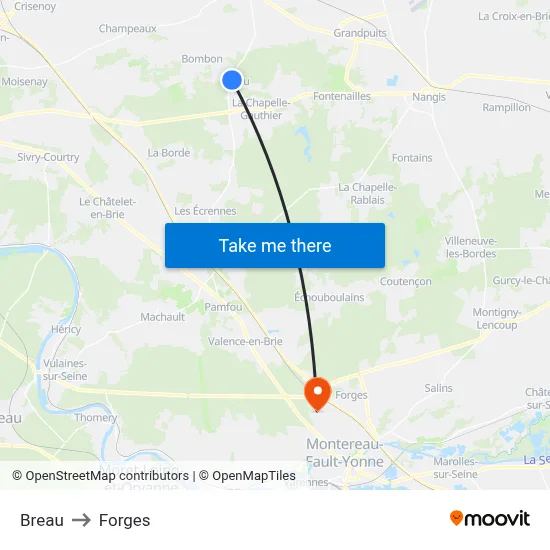 Breau to Forges map