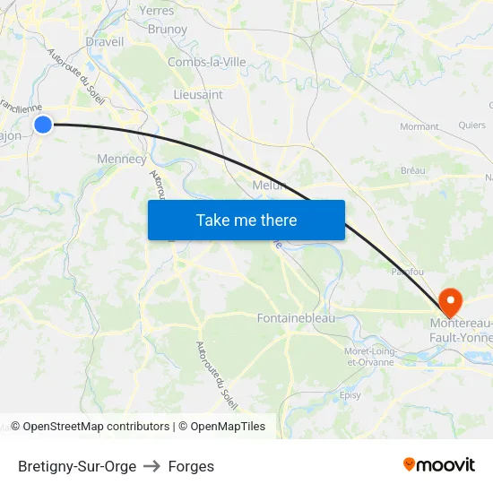 Bretigny-Sur-Orge to Forges map