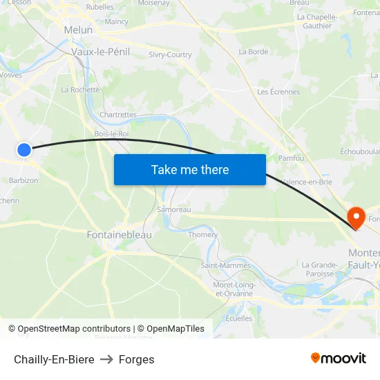 Chailly-En-Biere to Forges map