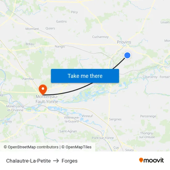 Chalautre-La-Petite to Forges map