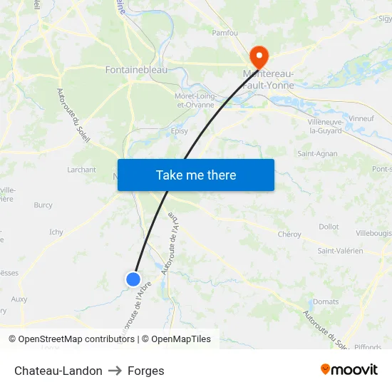 Chateau-Landon to Forges map