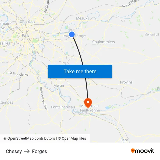 Chessy to Forges map