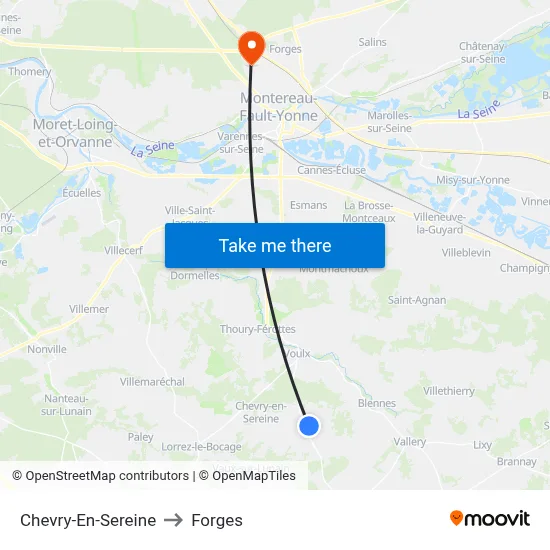 Chevry-En-Sereine to Forges map
