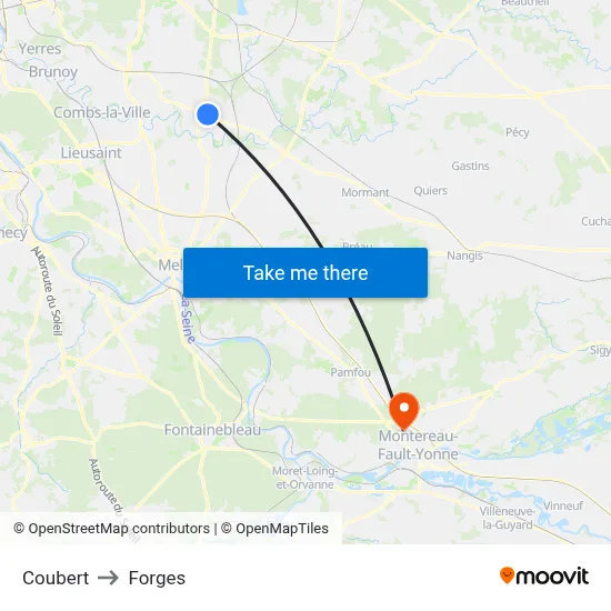 Coubert to Forges map