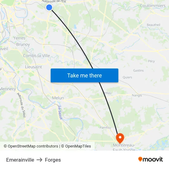 Emerainville to Forges map