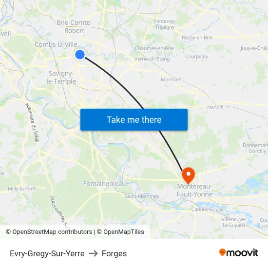 Evry-Gregy-Sur-Yerre to Forges map