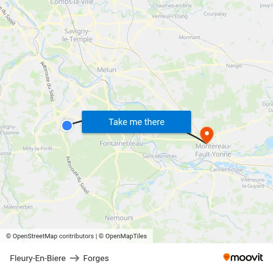 Fleury-En-Biere to Forges map