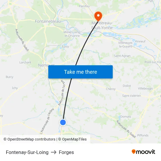 Fontenay-Sur-Loing to Forges map