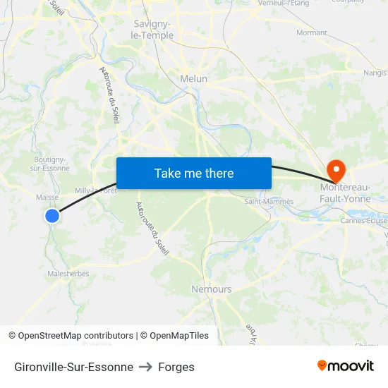 Gironville-Sur-Essonne to Forges map
