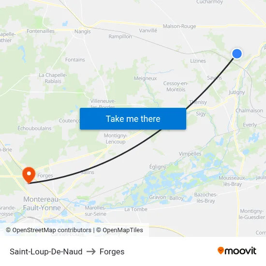 Saint-Loup-De-Naud to Forges map