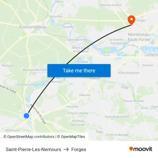 Saint-Pierre-Les-Nemours to Forges map