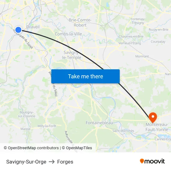 Savigny-Sur-Orge to Forges map