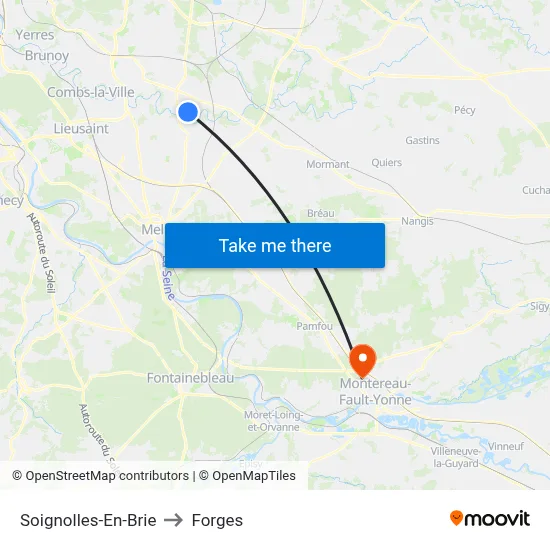 Soignolles-En-Brie to Forges map