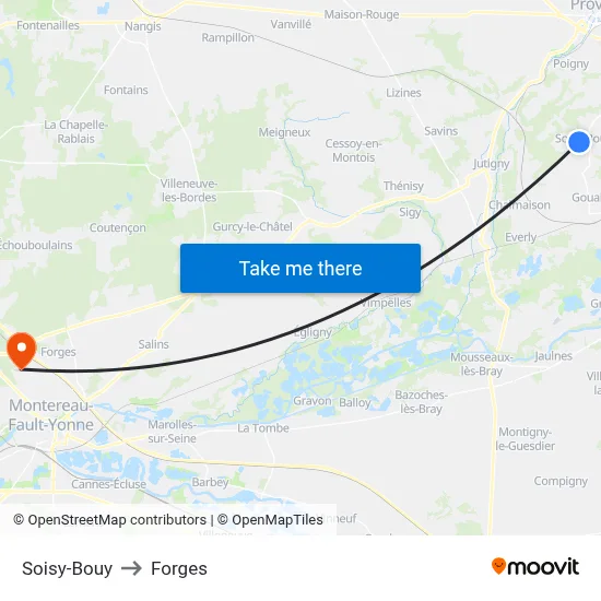Soisy-Bouy to Forges map