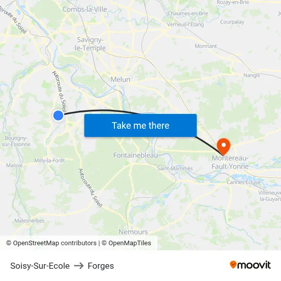 Soisy-Sur-Ecole to Forges map