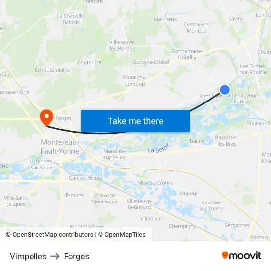 Vimpelles to Forges map