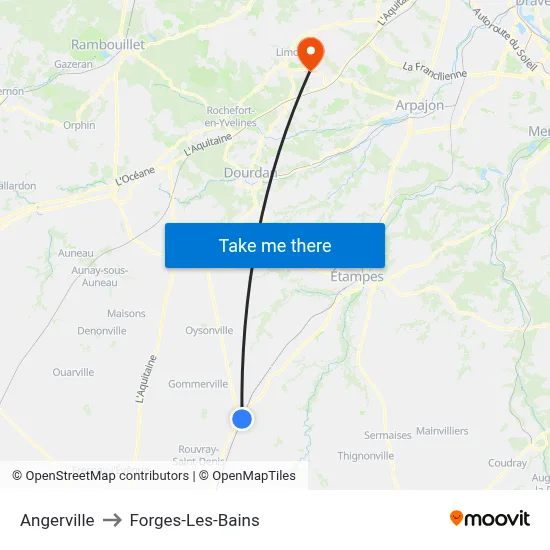 Angerville to Forges-Les-Bains map