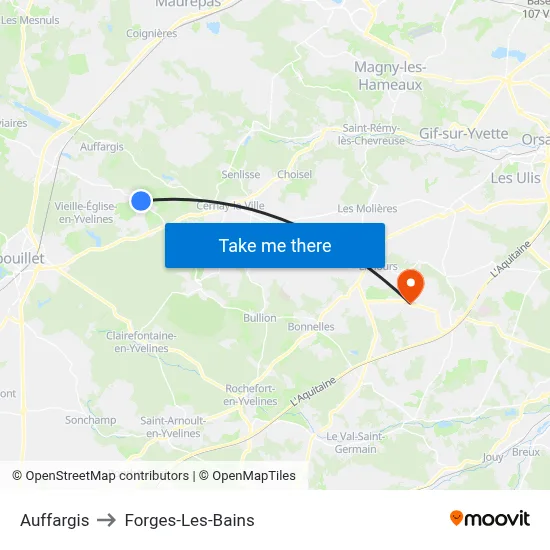 Auffargis to Forges-Les-Bains map